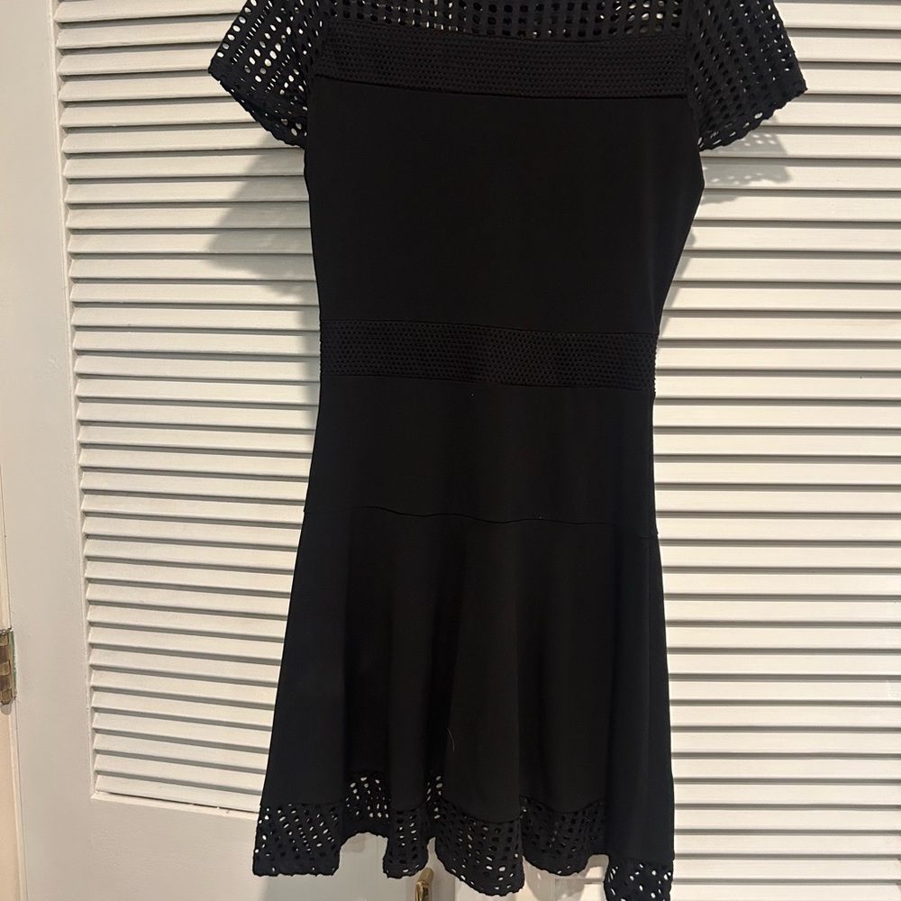 Michael Kors Black Off the Shoulder Flutter Sleeve Mini Dress